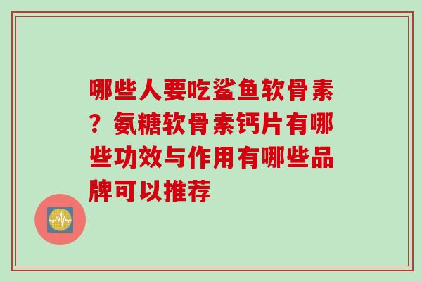 哪些人要吃鲨鱼软骨素？氨糖软骨素钙片有哪些功效与作用有哪些品牌可以推荐