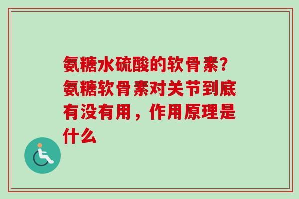氨糖水硫酸的软骨素？氨糖软骨素对关节到底有没有用，作用原理是什么