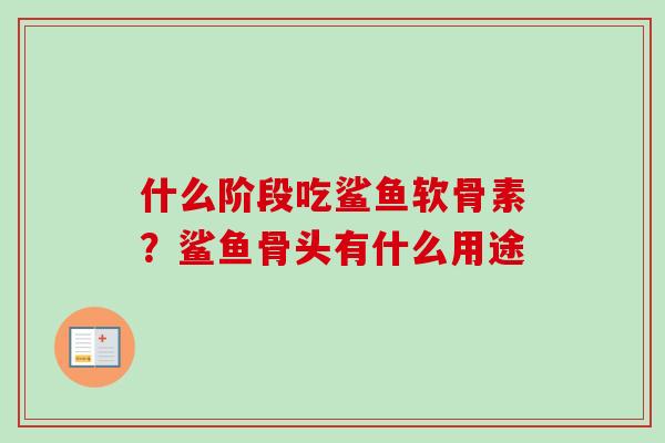 什么阶段吃鲨鱼软骨素?鲨鱼骨头有什么用途 什么阶段吃鲨鱼软骨素?鲨鱼骨头有什么用途