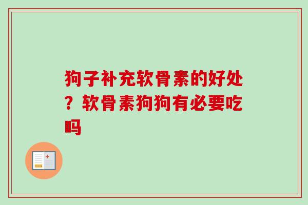 狗子补充软骨素的好处？软骨素狗狗有必要吃吗