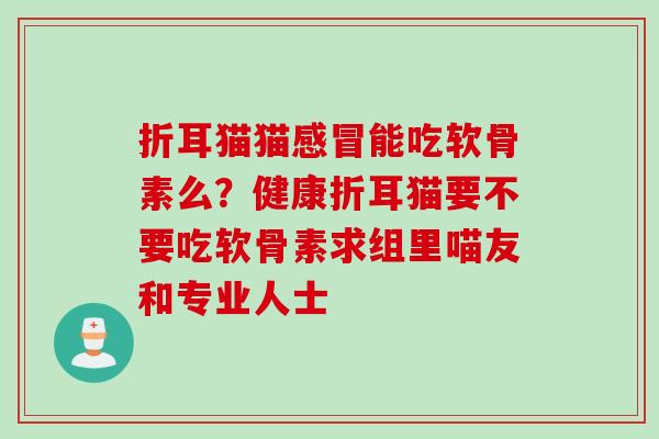 折耳猫猫感冒能吃软骨素么？健康折耳猫要不要吃软骨素求组里喵友和专业人士