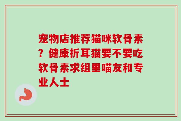 宠物店推荐猫咪软骨素？健康折耳猫要不要吃软骨素求组里喵友和专业人士