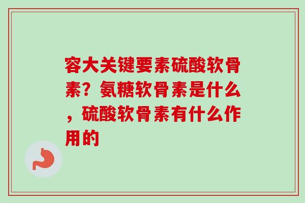 容大关键要素硫酸软骨素？氨糖软骨素是什么，硫酸软骨素有什么作用的