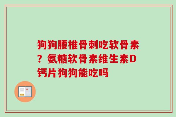 狗狗腰椎骨刺吃软骨素？氨糖软骨素维生素D钙片狗狗能吃吗