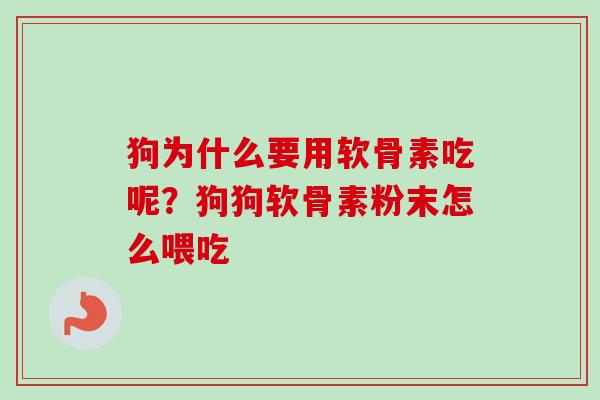 狗为什么要用软骨素吃呢？狗狗软骨素粉末怎么喂吃