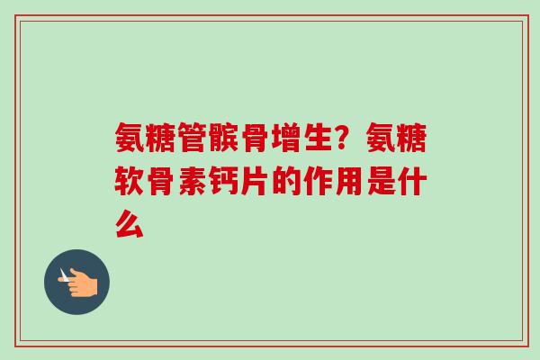 氨糖管髌骨增生？氨糖软骨素钙片的作用是什么