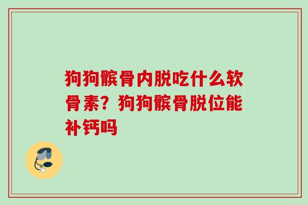 狗狗髌骨内脱吃什么软骨素？狗狗髌骨脱位能补钙吗