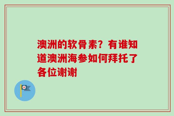 澳洲的软骨素？有谁知道澳洲海参如何拜托了各位谢谢