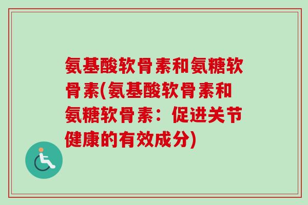氨基酸软骨素和氨糖软骨素(氨基酸软骨素和氨糖软骨素：促进关节健康的有效成分)