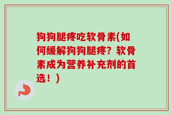 狗狗腿疼吃软骨素(如何缓解狗狗腿疼？软骨素成为营养补充剂的首选！)