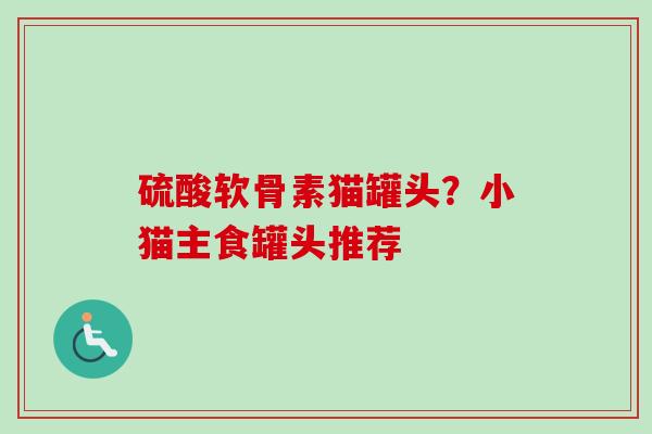硫酸软骨素猫罐头？小猫主食罐头推荐