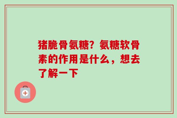 猪脆骨氨糖？氨糖软骨素的作用是什么，想去了解一下