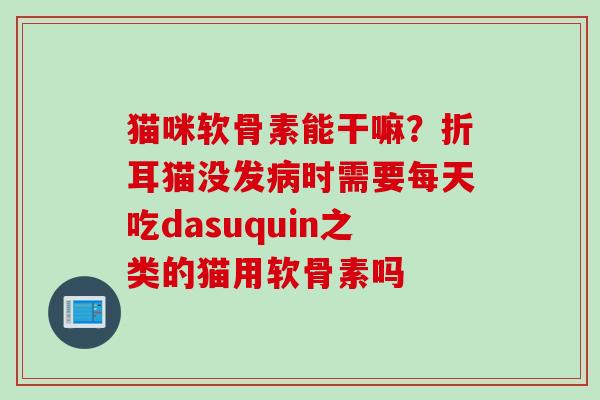 猫咪软骨素能干嘛？折耳猫没发病时需要每天吃dasuquin之类的猫用软骨素吗