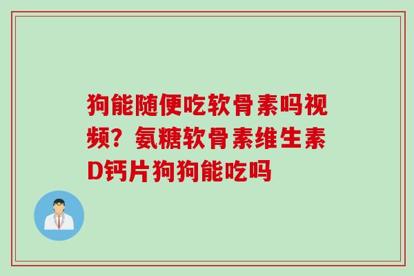 狗能随便吃软骨素吗视频？氨糖软骨素维生素D钙片狗狗能吃吗
