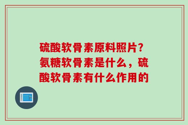 硫酸软骨素原料照片？氨糖软骨素是什么，硫酸软骨素有什么作用的