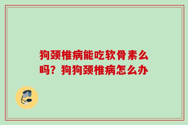 狗颈椎病能吃软骨素么吗？狗狗颈椎病怎么办