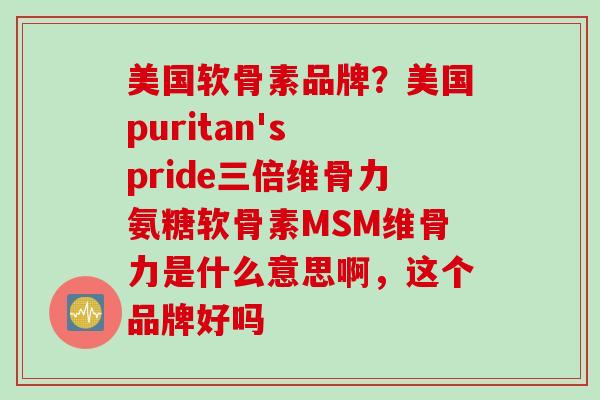 美国软骨素品牌？美国puritan's pride三倍维骨力氨糖软骨素MSM维骨力是什么意思啊，这个品牌好吗