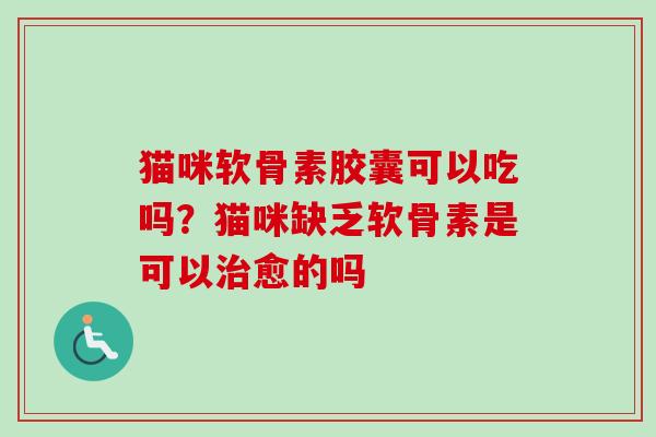 猫咪软骨素胶囊可以吃吗？猫咪缺乏软骨素是可以治愈的吗