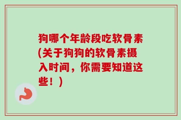 狗哪个年龄段吃软骨素(关于狗狗的软骨素摄入时间,你需要知道这些!) 狗哪个年龄段吃软骨素(关于狗狗的软骨素摄入时间,你需要知道这些!)
