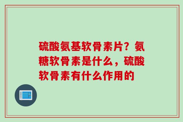 硫酸氨基软骨素片？氨糖软骨素是什么，硫酸软骨素有什么作用的
