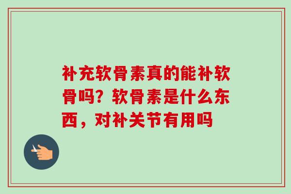 补充软骨素真的能补软骨吗？软骨素是什么东西，对补关节有用吗