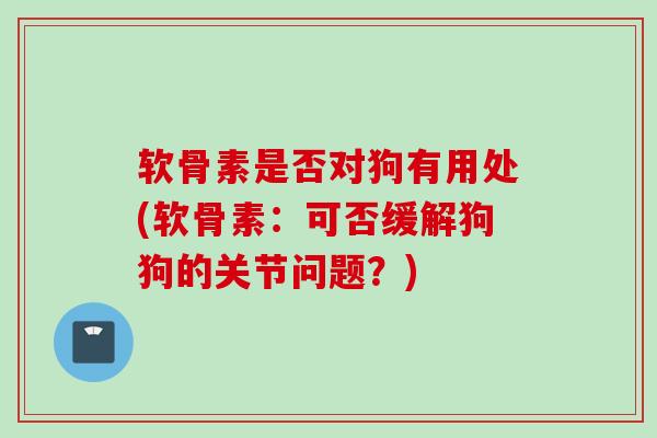 软骨素是否对狗有用处(软骨素：可否缓解狗狗的关节问题？)