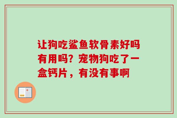 让狗吃鲨鱼软骨素好吗有用吗？宠物狗吃了一盒钙片，有没有事啊