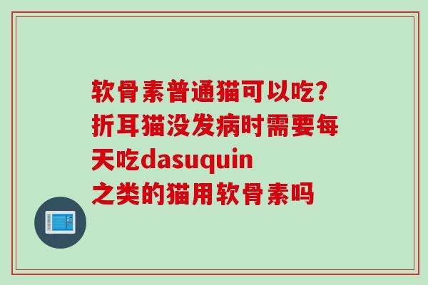 软骨素普通猫可以吃？折耳猫没发病时需要每天吃dasuquin之类的猫用软骨素吗