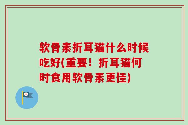 软骨素折耳猫什么时候吃好(重要！折耳猫何时食用软骨素更佳)