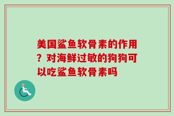 美国鲨鱼软骨素的作用？对海鲜过敏的狗狗可以吃鲨鱼软骨素吗