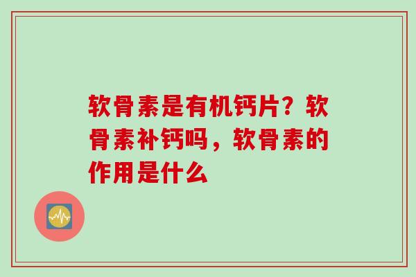 软骨素是有机钙片？软骨素补钙吗，软骨素的作用是什么