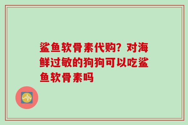 鲨鱼软骨素代购？对海鲜过敏的狗狗可以吃鲨鱼软骨素吗