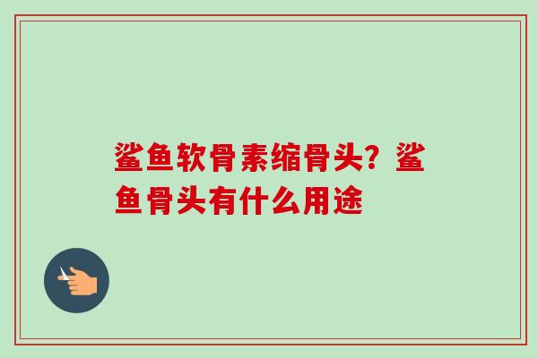 鲨鱼软骨素缩骨头？鲨鱼骨头有什么用途