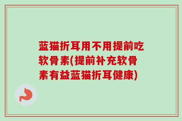 蓝猫折耳用不用提前吃软骨素(提前补充软骨素有益蓝猫折耳健康)