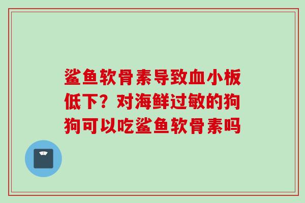鲨鱼软骨素导致血小板低下？对海鲜过敏的狗狗可以吃鲨鱼软骨素吗