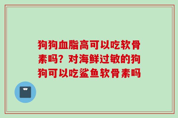 狗狗血脂高可以吃软骨素吗？对海鲜过敏的狗狗可以吃鲨鱼软骨素吗