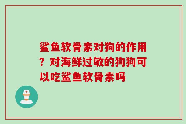 鲨鱼软骨素对狗的作用？对海鲜过敏的狗狗可以吃鲨鱼软骨素吗