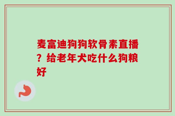 麦富迪狗狗软骨素直播？给老年犬吃什么狗粮好
