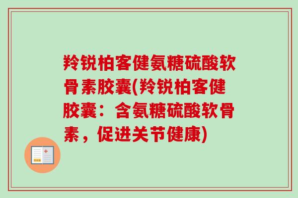羚锐柏客健氨糖硫酸软骨素胶囊(羚锐柏客健胶囊:含氨糖硫酸软骨素,促进关节健康) 羚锐柏客健氨糖硫酸软骨素胶囊(羚锐柏客健胶囊:含氨糖硫酸软骨素,促进关节健康)