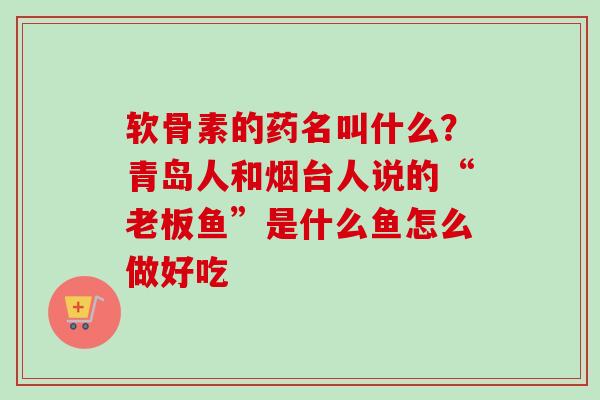 软骨素的药名叫什么？青岛人和烟台人说的“老板鱼”是什么鱼怎么做好吃
