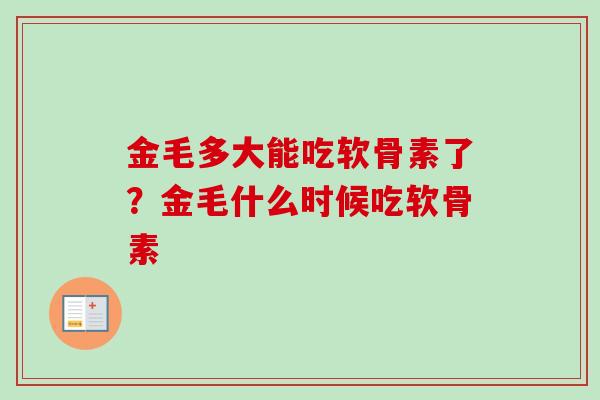 金毛多大能吃软骨素了？金毛什么时候吃软骨素