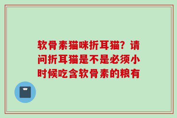 软骨素猫咪折耳猫？请问折耳猫是不是必须小时候吃含软骨素的粮有