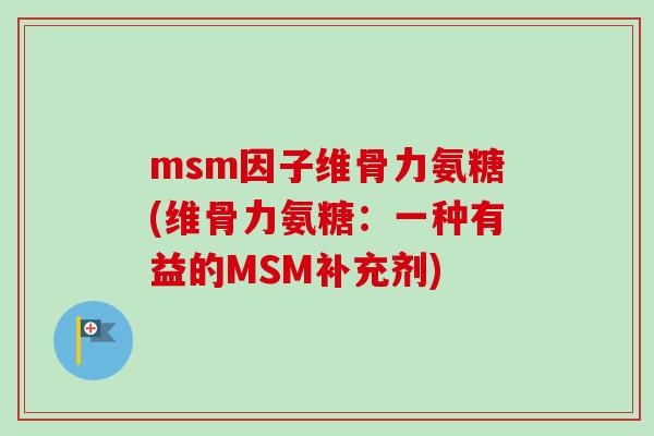 msm因子维骨力氨糖(维骨力氨糖：一种有益的MSM补充剂)