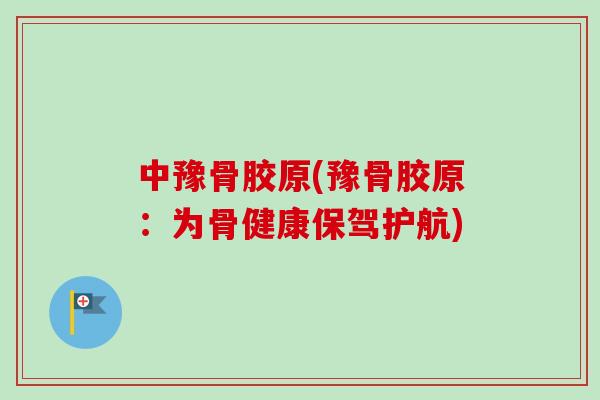 中豫骨胶原(豫骨胶原：为骨健康保驾护航)