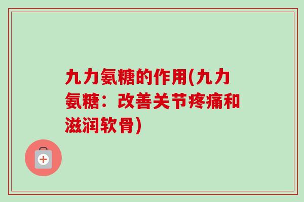 九力氨糖的作用(九力氨糖：改善关节疼痛和滋润软骨)