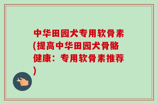中华田园犬专用软骨素(提高中华田园犬骨骼健康：专用软骨素推荐)