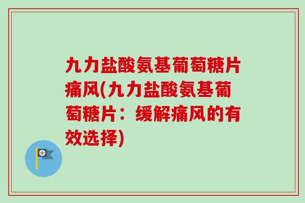 九力盐酸氨基葡萄糖片痛风(九力盐酸氨基葡萄糖片：缓解痛风的有效选择)