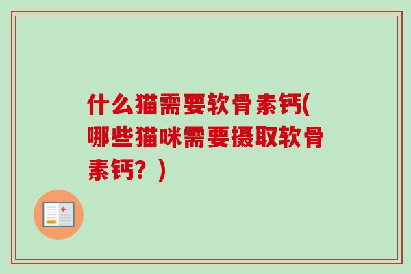 什么猫需要软骨素钙(哪些猫咪需要摄取软骨素钙？)