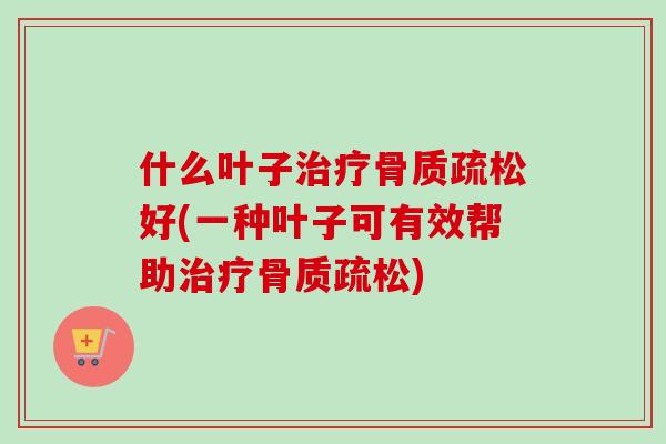 什么叶子治疗骨质疏松好(一种叶子可有效帮助治疗骨质疏松)