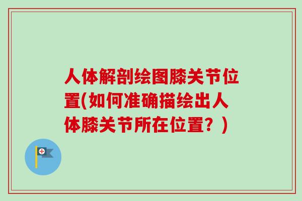 人体解剖绘图膝关节位置(如何准确描绘出人体膝关节所在位置？)